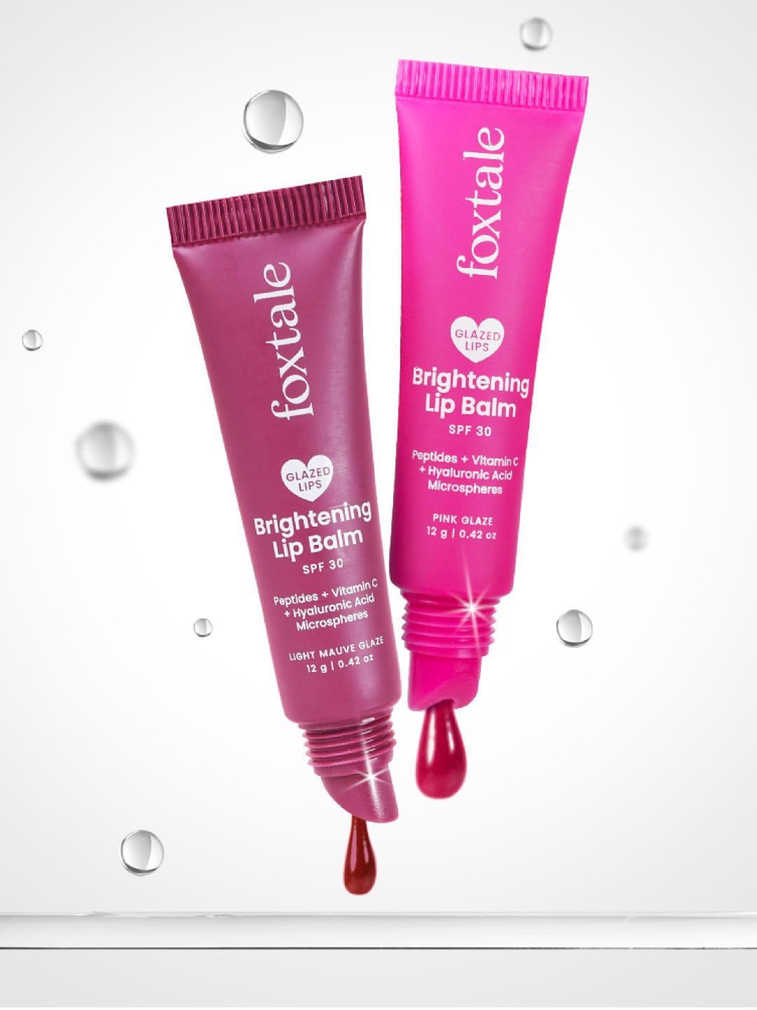 

FoxTale 2-Pcs SPF30 Brightening Lip Balm with Peptides & Vit C - Light Mauve & Pink Glaze