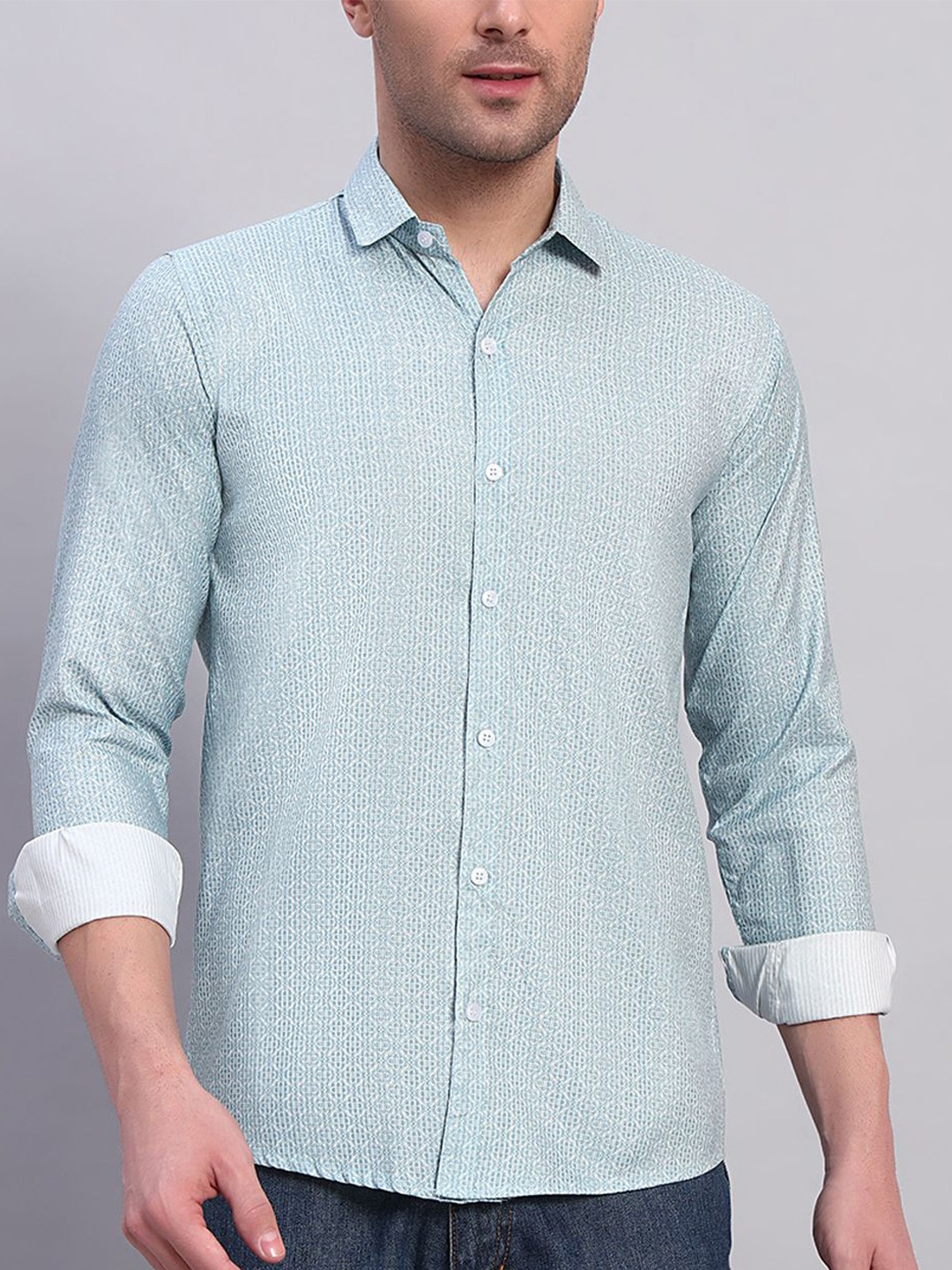 

YOUTH FIRST Men Premium Fit Spread Collar Floral Printed Casual Shirt, Blue