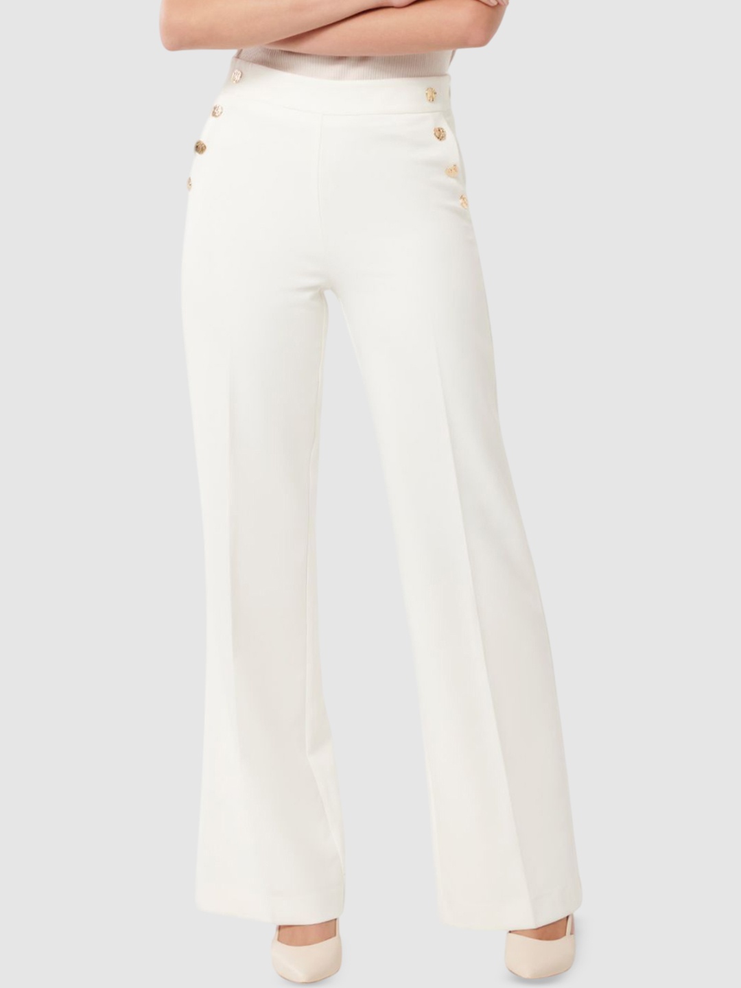 

Forever New Women High-Rise Wide Leg Trousers, White