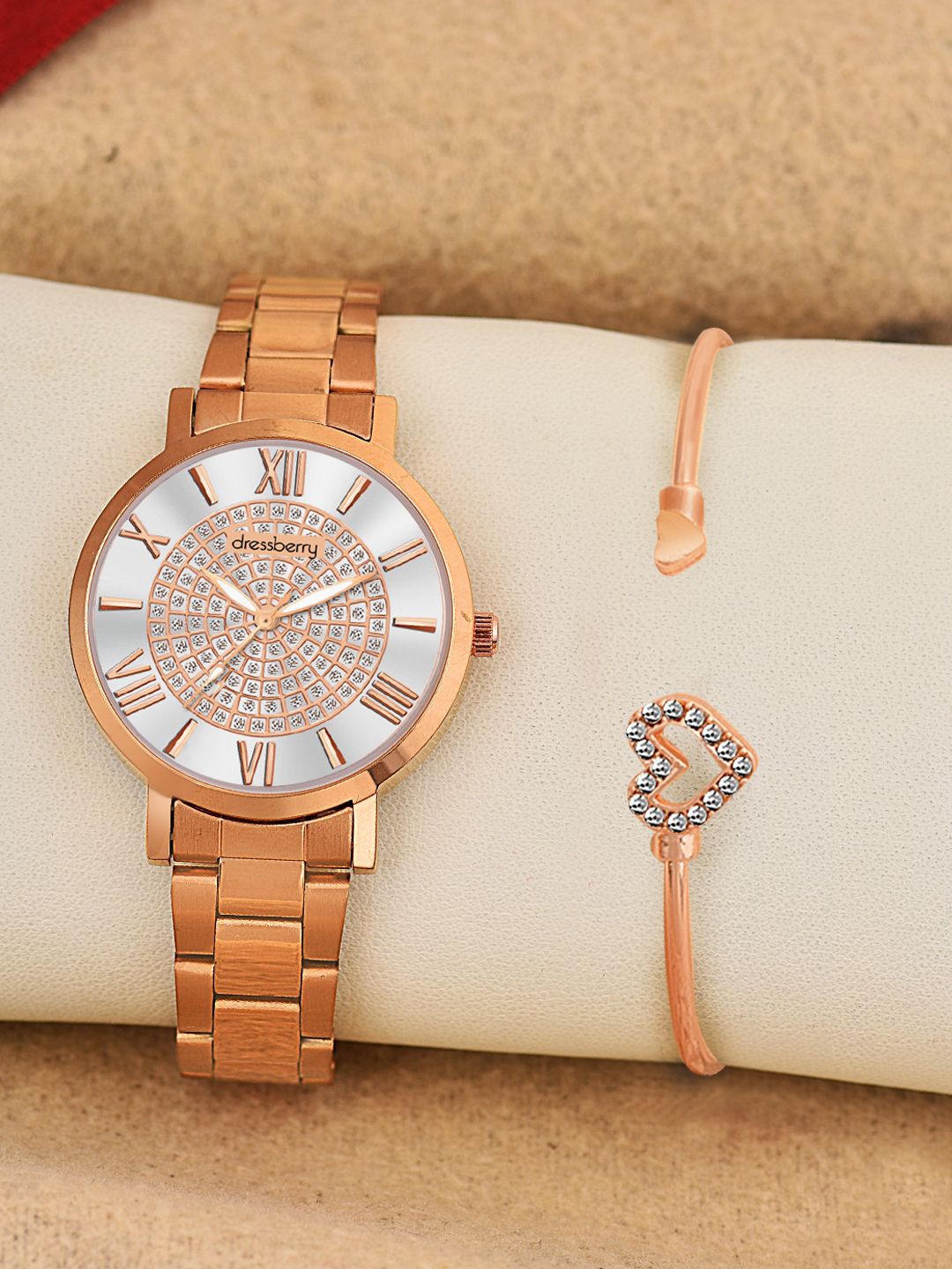 

DressBerry Women Watch Gift Set, Rose gold