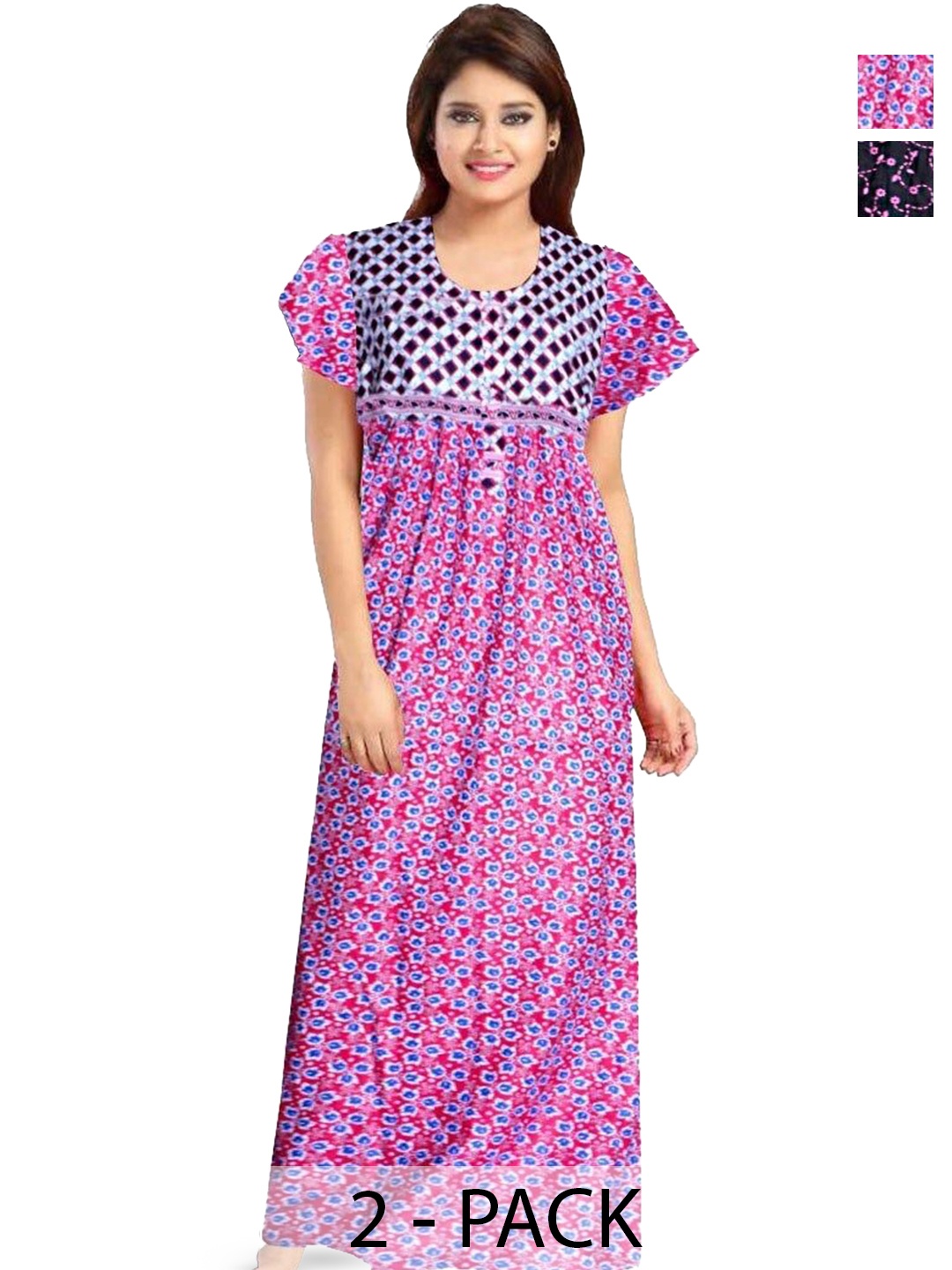 

PR PINK ROYAL Printed Maxi Nightdress, Blue