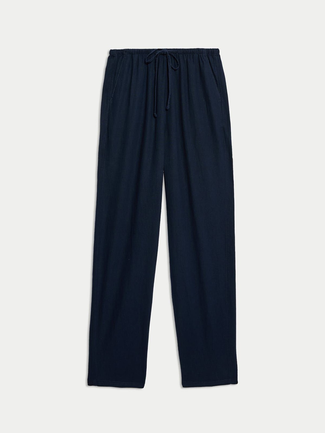 

Marks & Spencer Women Tapered Fit High-Rise Trousers, Navy blue