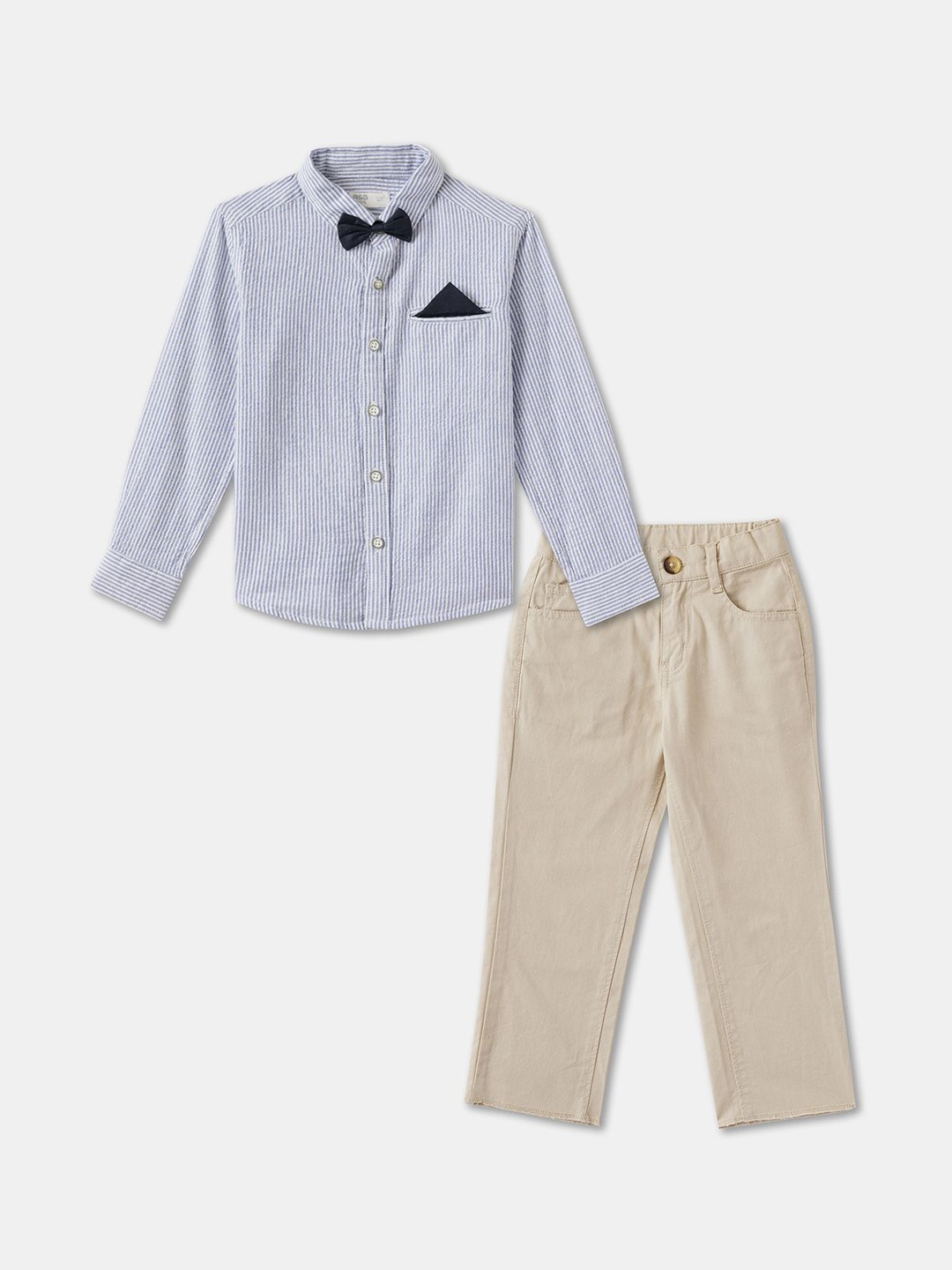 

R&B Boys Shirt Collar Pure Cotton Shirt With Trouser, Blue