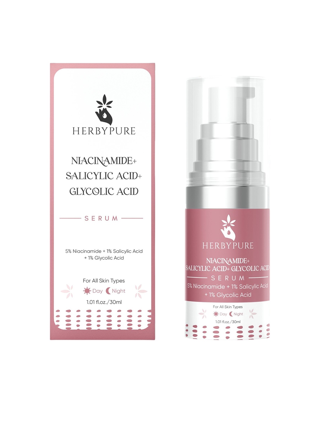 

Herby Pure 5% Niacinamide + 1% Salicylic Acid + 1% Glycolic Acid Serum - 30 ml, Pink
