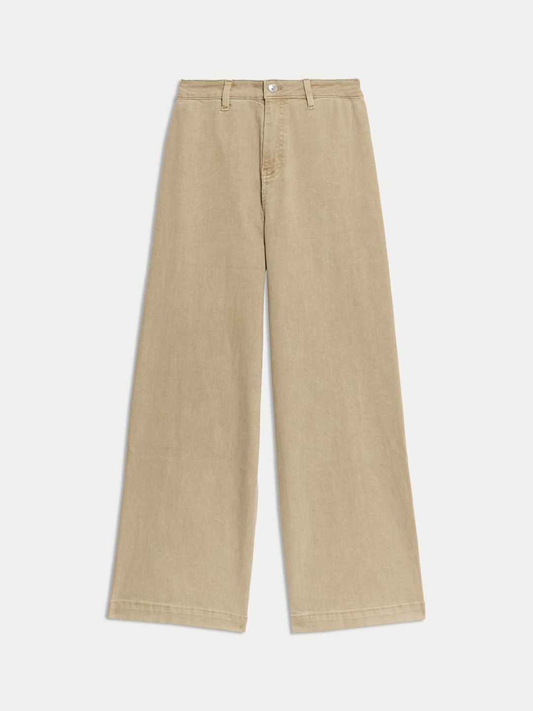 

Marks & Spencer Women Wide Leg High-Rise Jeans, Beige