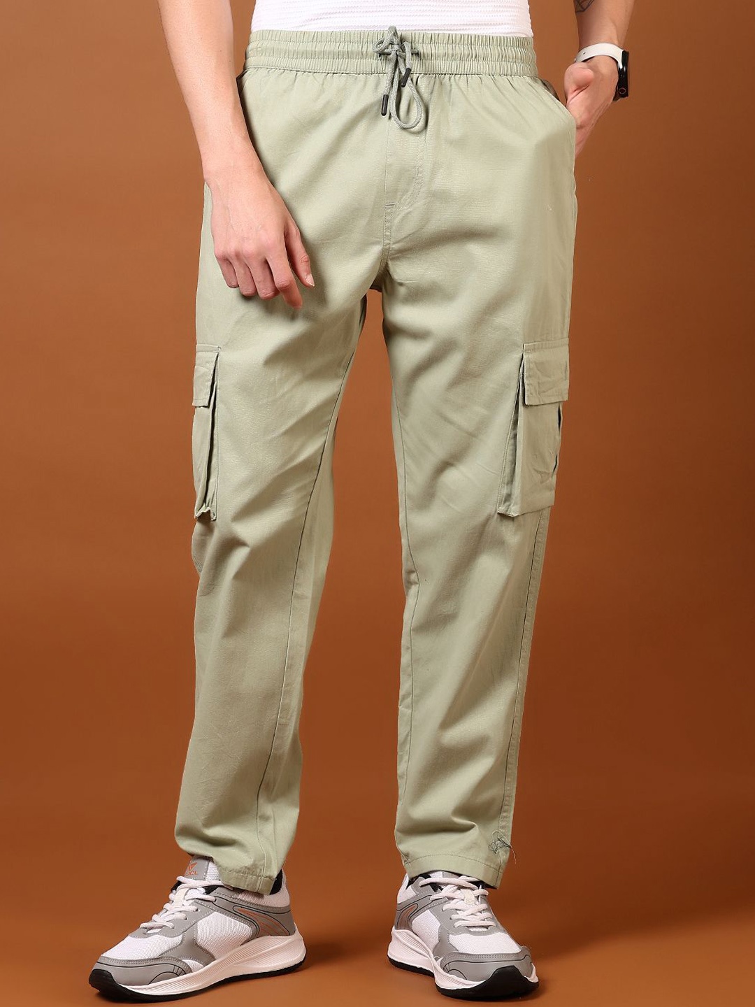 

V-Mart Men Mid Rise Regular Fit Easy Wash Flat-Front Cotton Cargo, Green