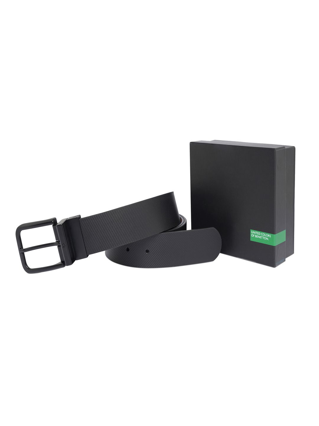 

United Colors of Benetton Men Leather Reversible Belt, Black