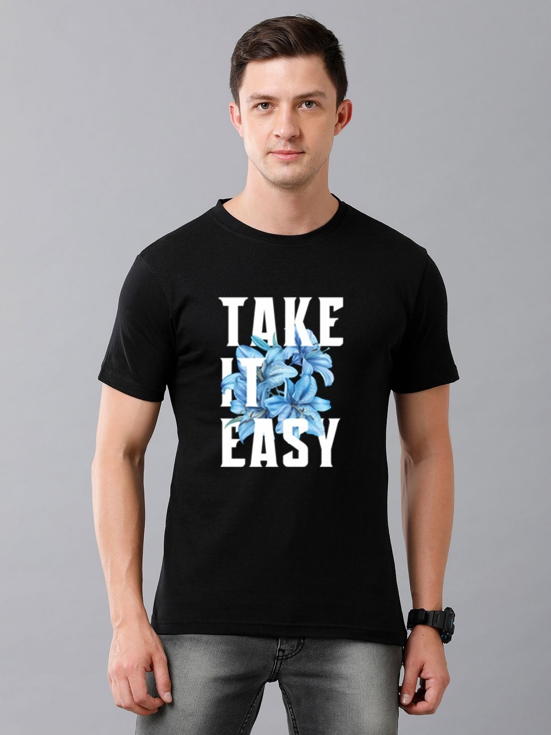 

Moda Rapido Men Typography Printed Round Neck Cotton T-shirt, Black
