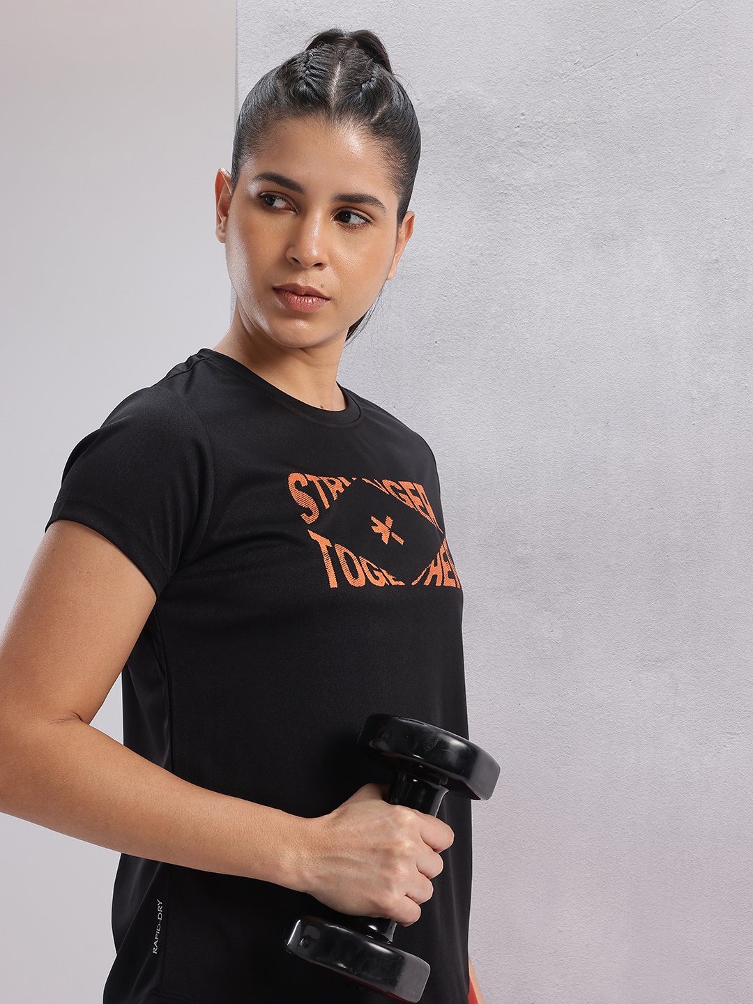 

HRX by Hrithik Roshan Twin Collection Rapid-Dry Printed Training T-shirt, Black