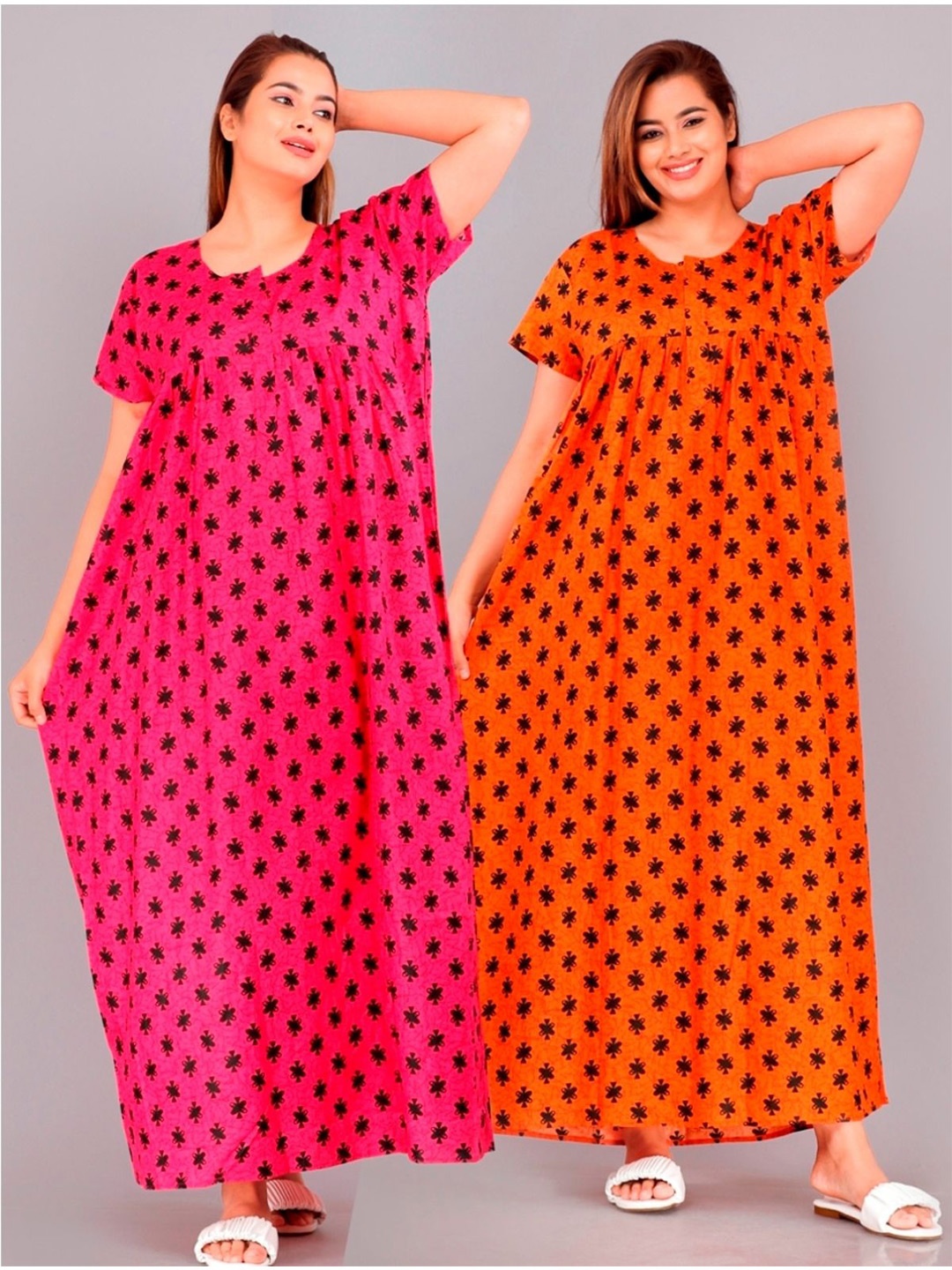 

PR PINK ROYAL Printed Maxi Nightdress, Orange