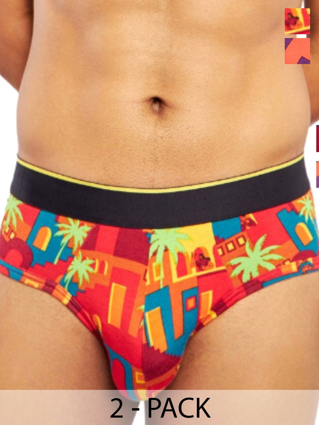 

bummer Men Printed Micro Modal Briefs Underwear Pack of 2 BRCBCH02S, Red