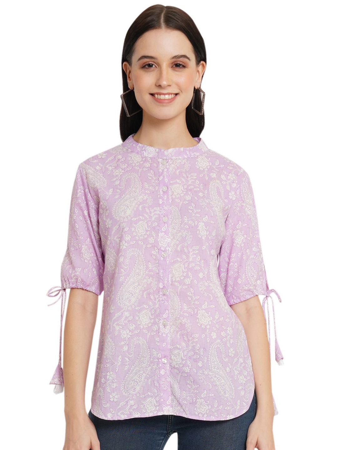 

JAPER KURTI Women Smart Floral Opaque Printed Casual Shirt, Lavender