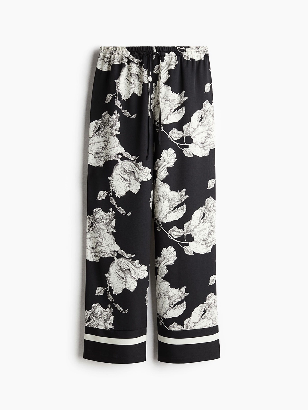 

H&M Drawstring Twill Trousers, Black