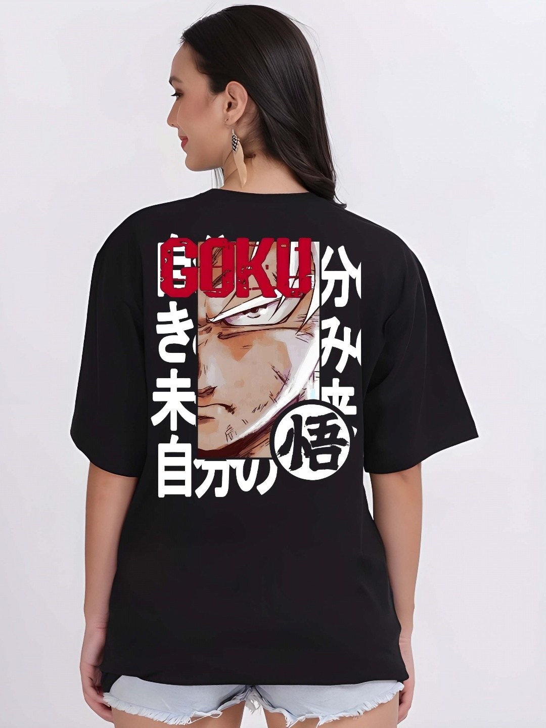 

SZN Women Graphic Printed Round Neck Cotton Oversized T-shirt, Black