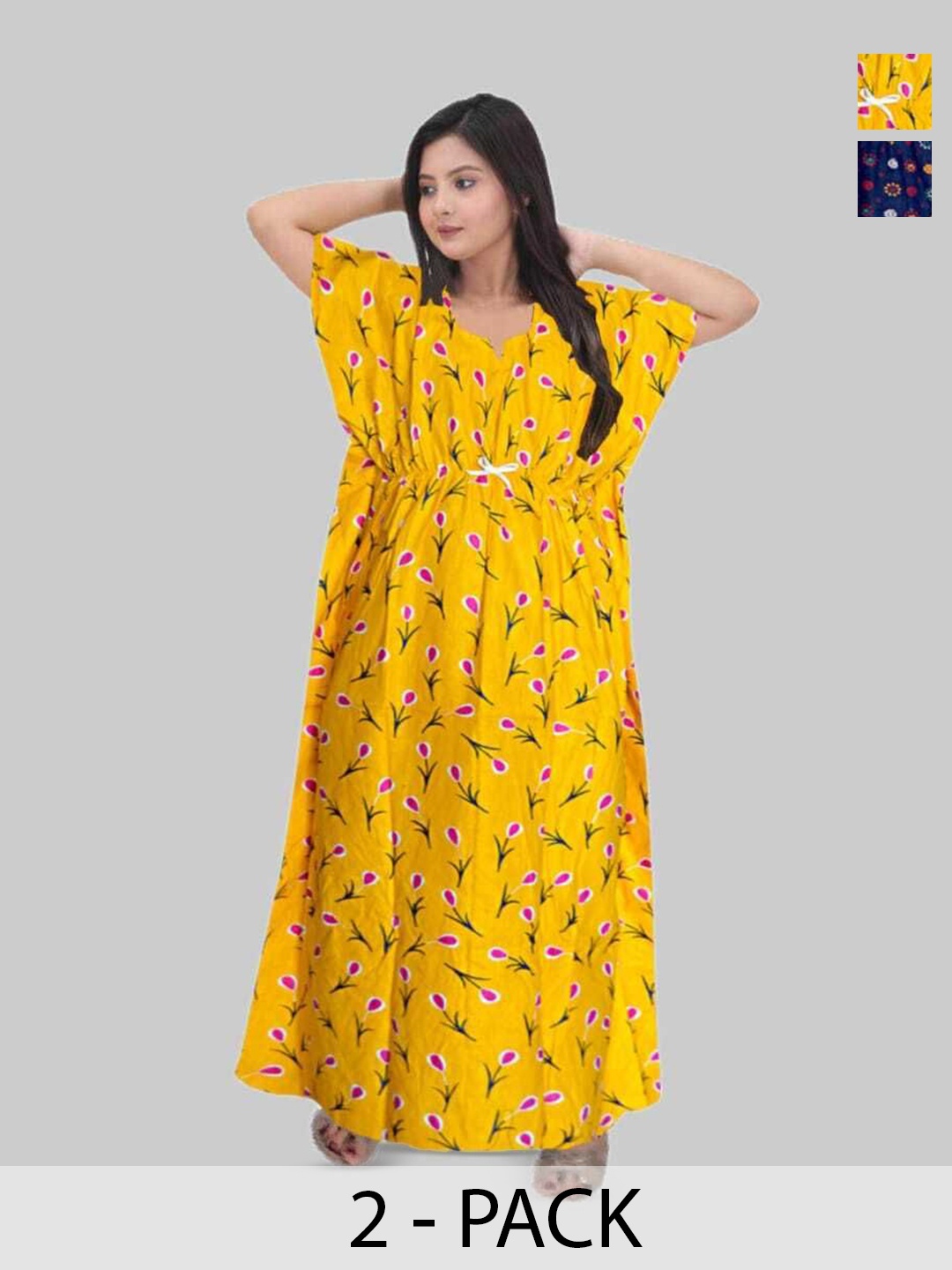 

PR PINK ROYAL Printed Maxi Nightdress, Yellow