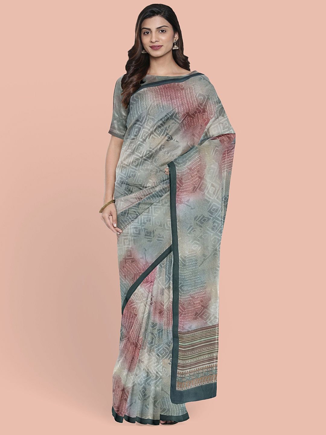 

Avyay Creation Mysore Silk Saree, Grey