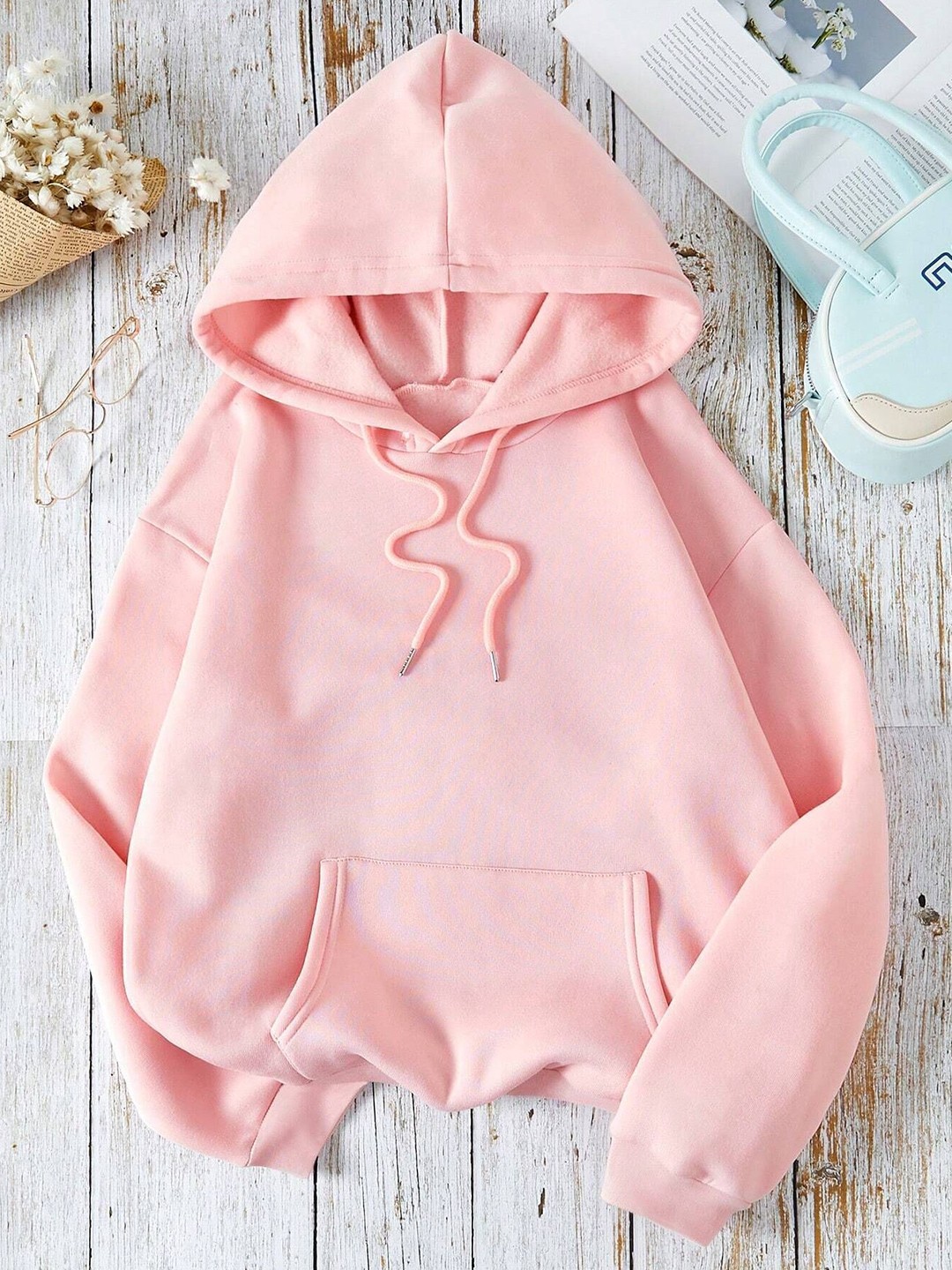 

FABRIPPLE Men Hooded Sweatshirt, Peach