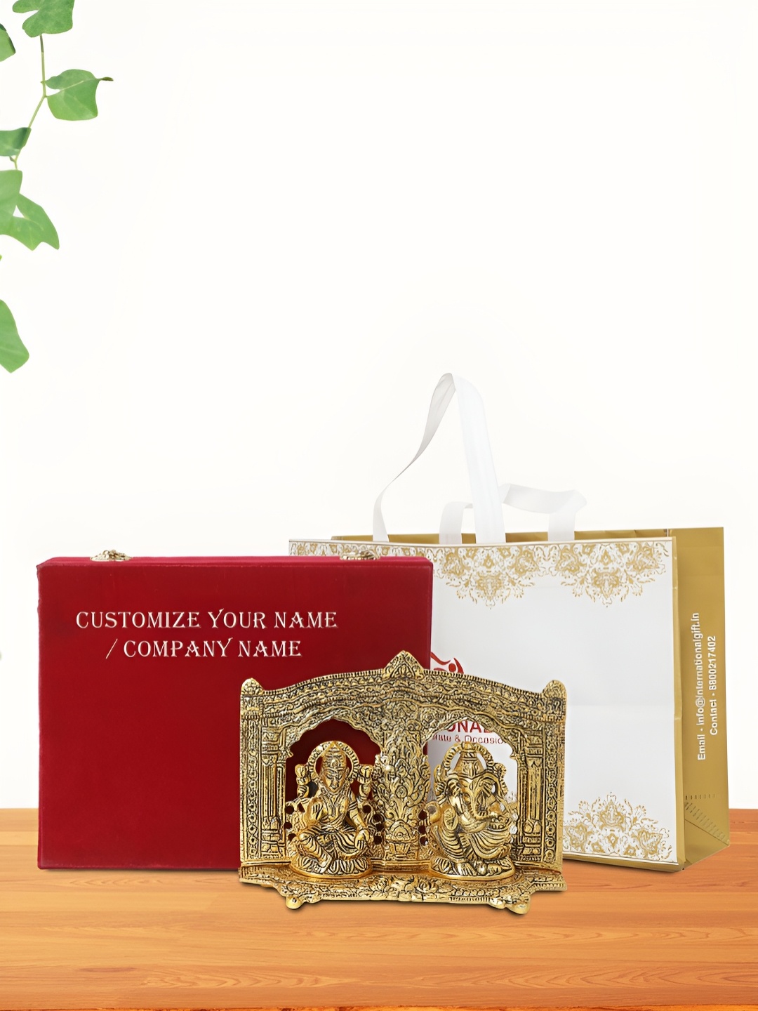 

INTERNATIONAL GIFT Gold-Toned Laxmi Ganesh Religious Idol Showpiece