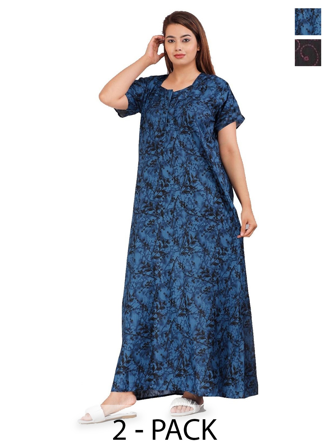 

PR PINK ROYAL Printed Maxi Nightdress, Blue