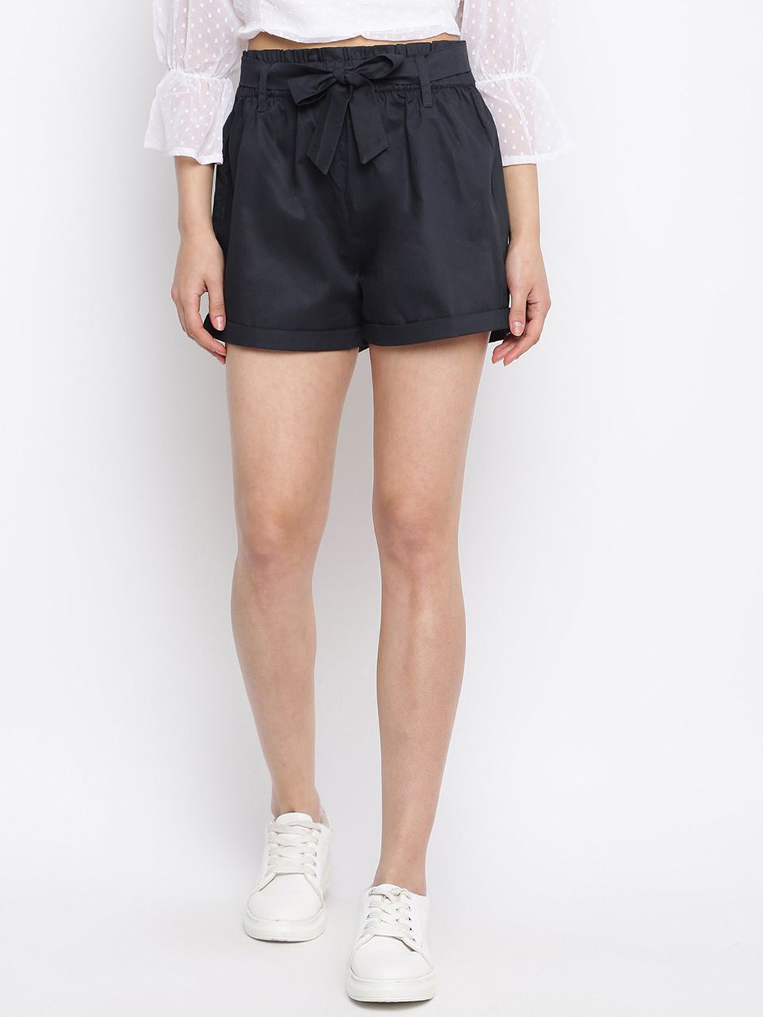 

DressBerry Women Regular Fit Mid-Rise Shorts, Black