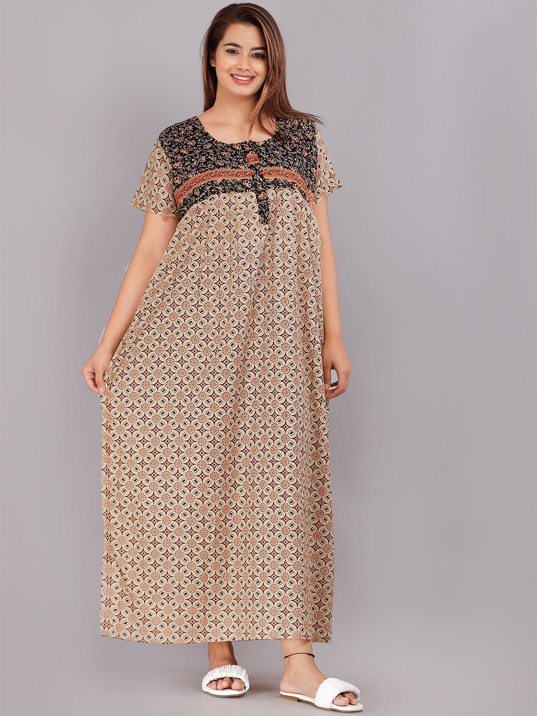 

PR PINK ROYAL Printed Maxi Nightdress, Brown