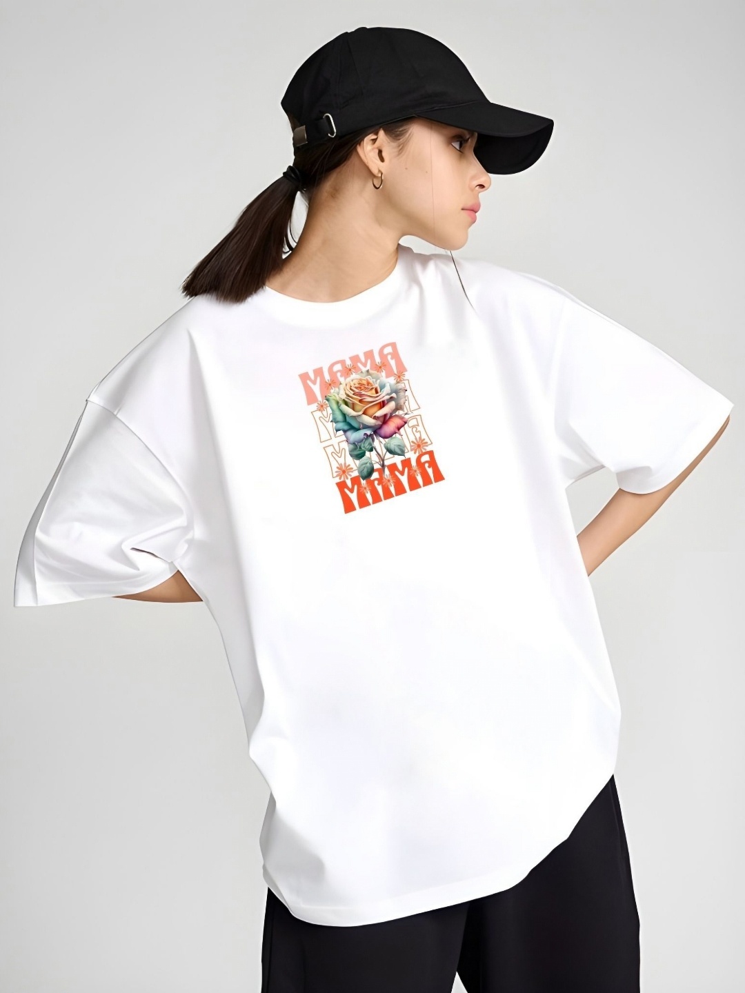 

DressBerry Women Graphic Printed Round Neck Cotton Relaxed Fit T-shirt, White