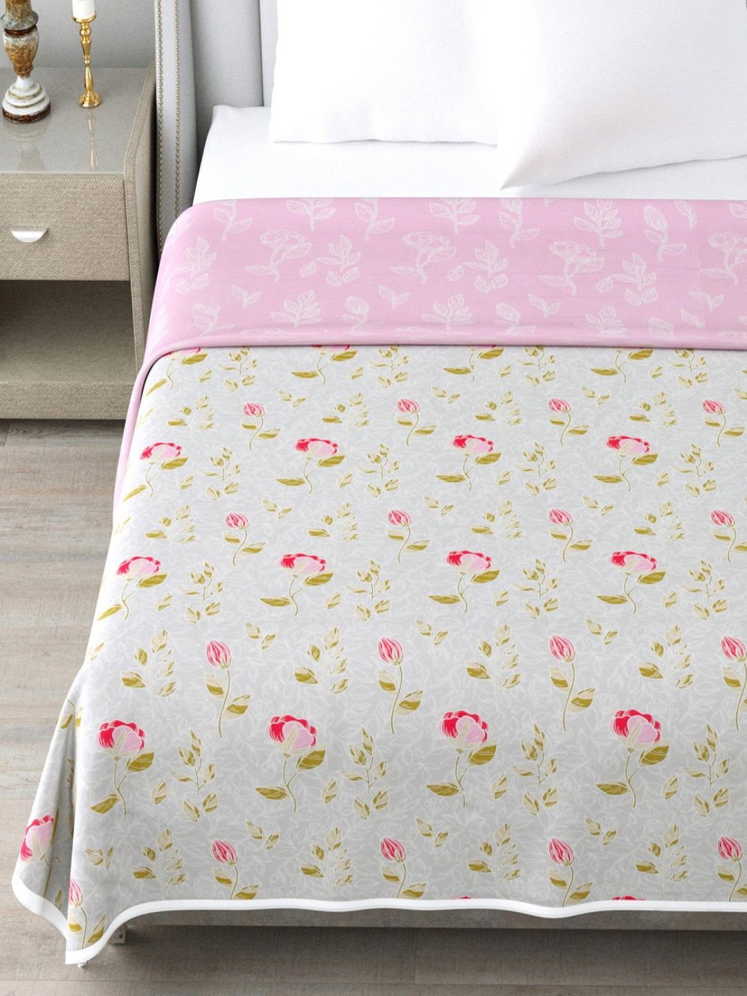 

haus & kinder Blooming Roses Pink Floral 150 GSM Pure Cotton AC Room Single Bed Dohar