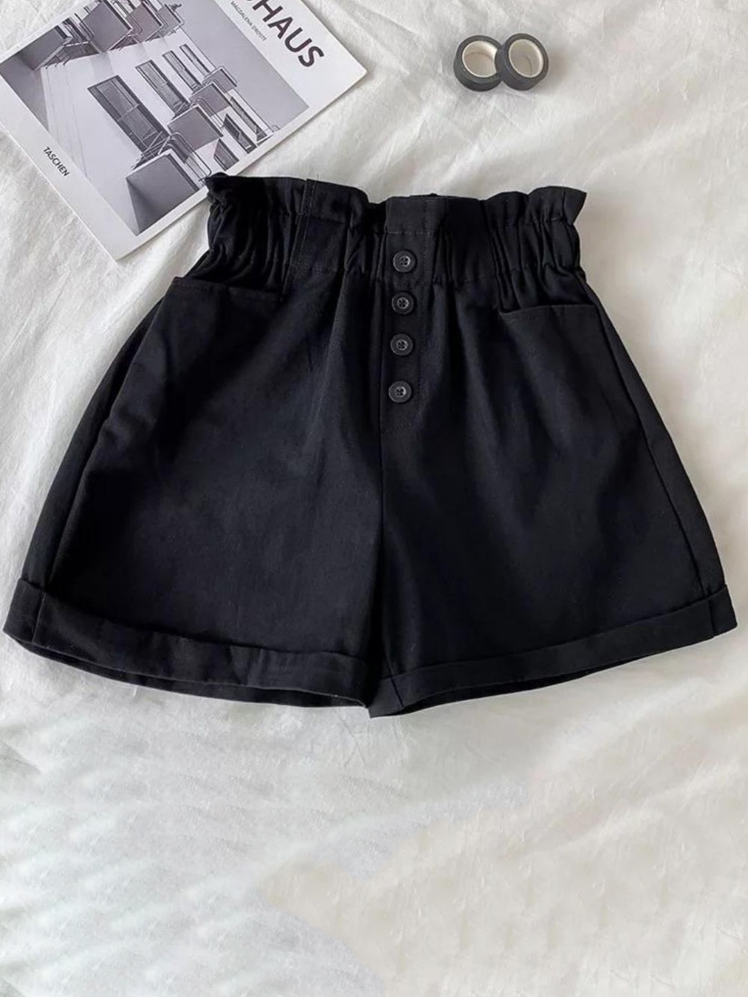 

MADE FOR HER LABEL WOmen Enna Elastic Waisted Causal Shorts, Black