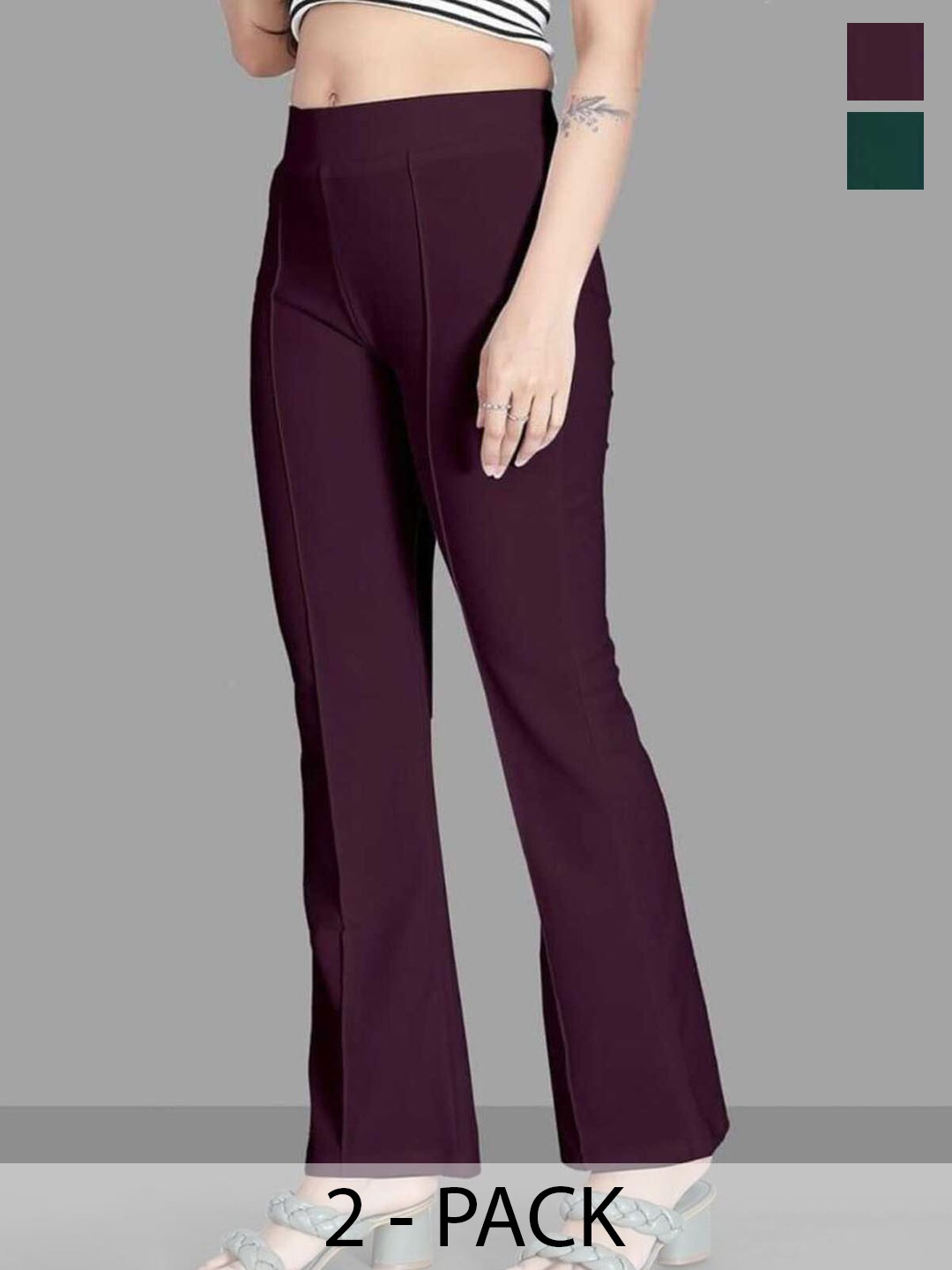 

Purser Women Pack of 2 Original Parallel Trousers, Green