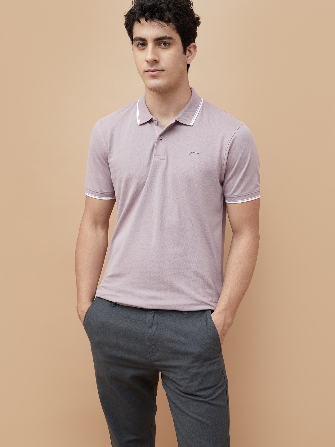 

Fame Forever by Lifestyle Men Solid Polo Collar Cotton T-shirt, Mauve