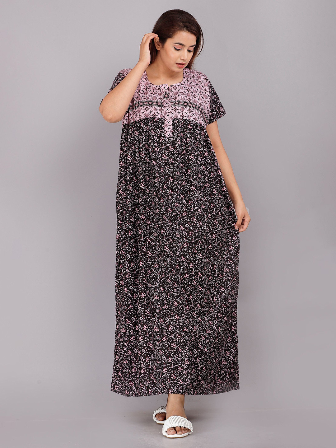 

PR PINK ROYAL Printed Maxi Nightdress