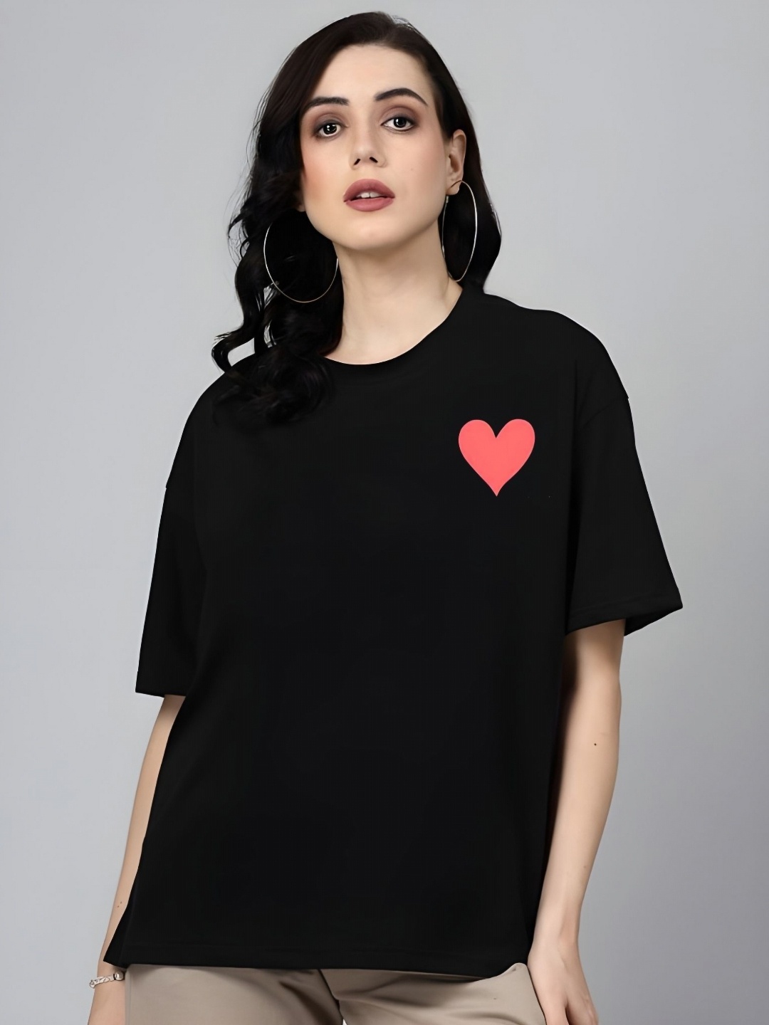 

Moda Rapido Women Graphic Printed Round Neck Cotton Relaxed Fit T-shirt, Black
