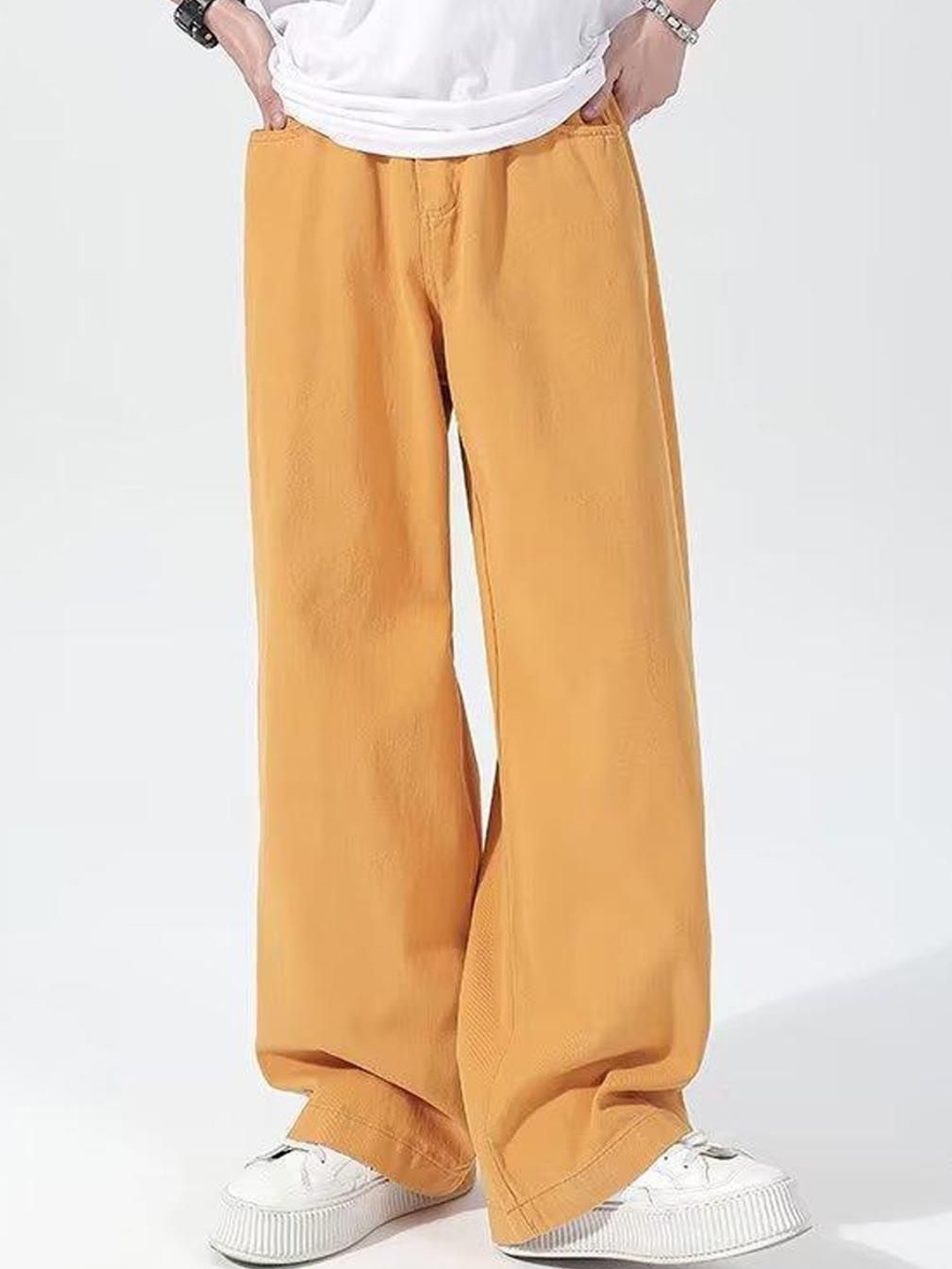 

StyleCast Men Regular Fit Mid-Rise Low Distress Jeans, Yellow