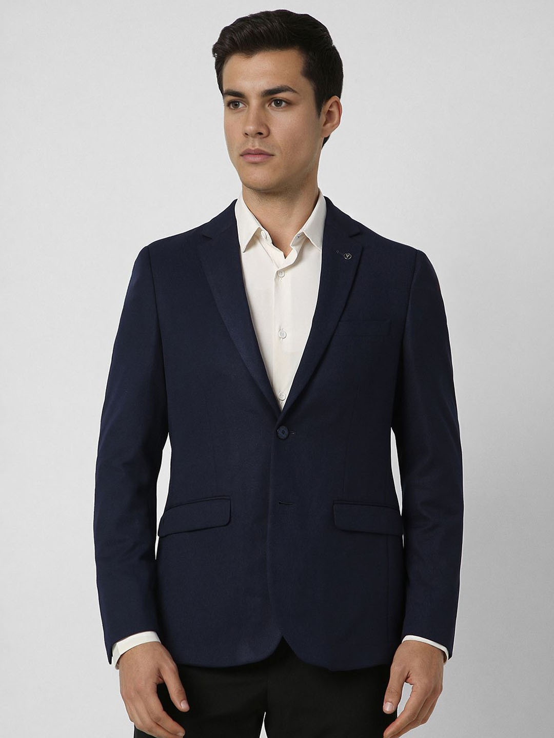 

Van Heusen Single Breasted Long Sleeves Notched Collar Blazer, Navy blue