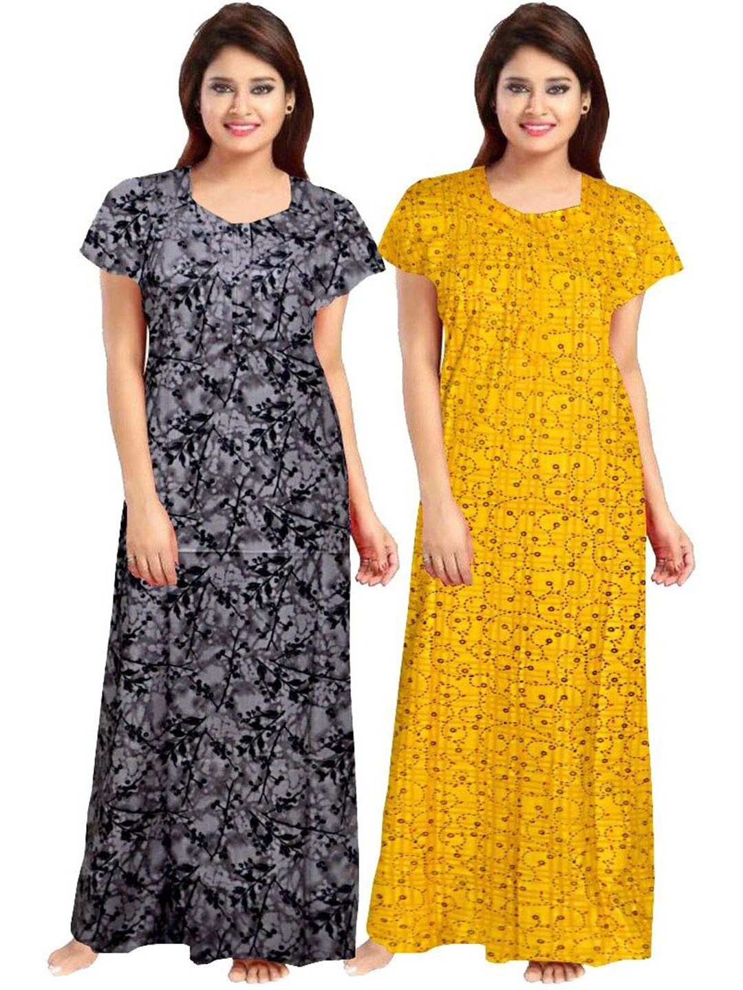 

PR PINK ROYAL Printed Maxi Nightdress, Yellow