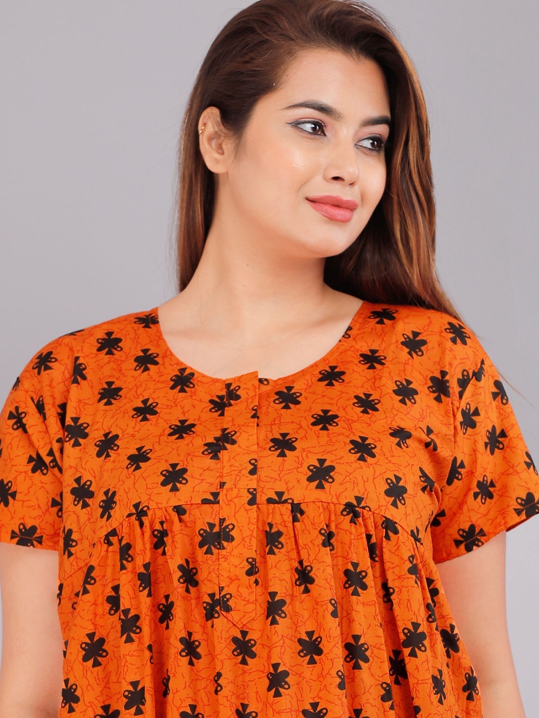 

PR PINK ROYAL Printed Maxi Nightdress, Orange
