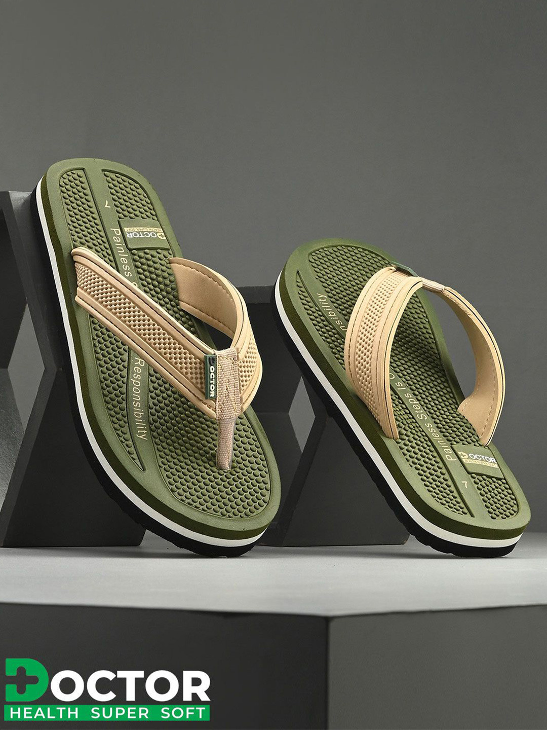 

DOCTOR HEALTH SUPER SOFT Men Thong Flip-Flops, Beige