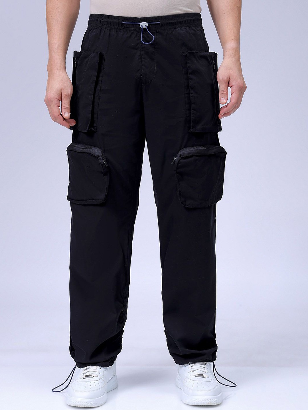 

The Indian Garage Co Men Relaxed Fit Mid-Rise Cotton Joggers, Black