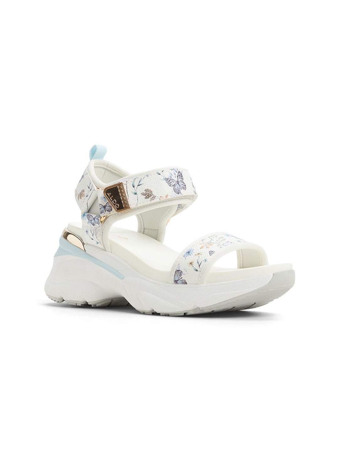 

ALDO EULALIA-IN978 Women Printed Open Toe Platform Heel Sandals, White