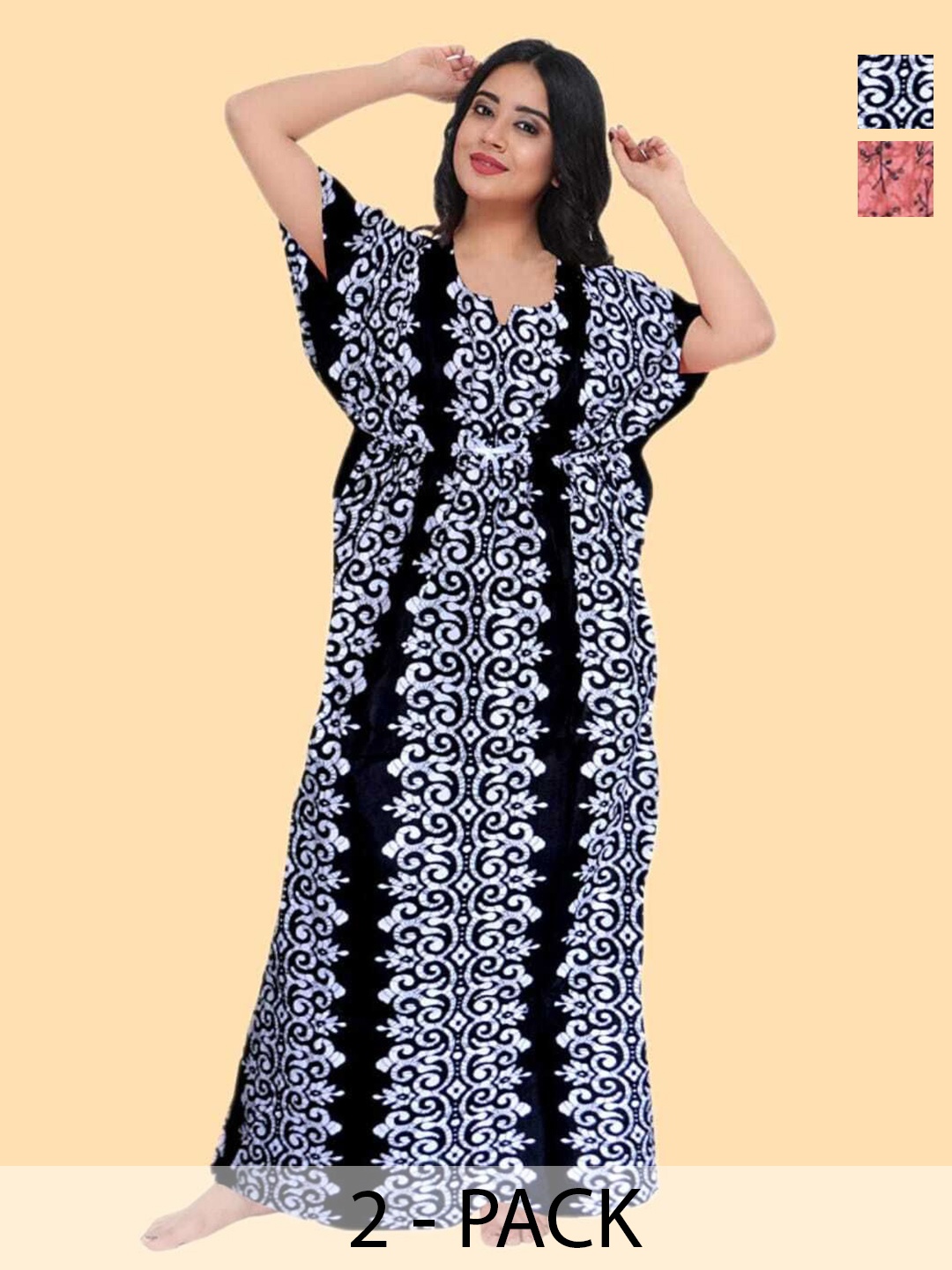 

PR PINK ROYAL Printed Maxi Nightdress, Black