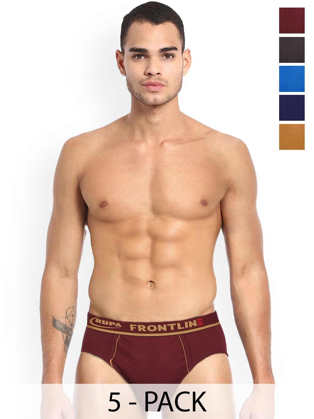 

Rupa Pack Of 5 Assorted Pure Cotton Basic Briefs - Frontline-Expando-Plain-5--75