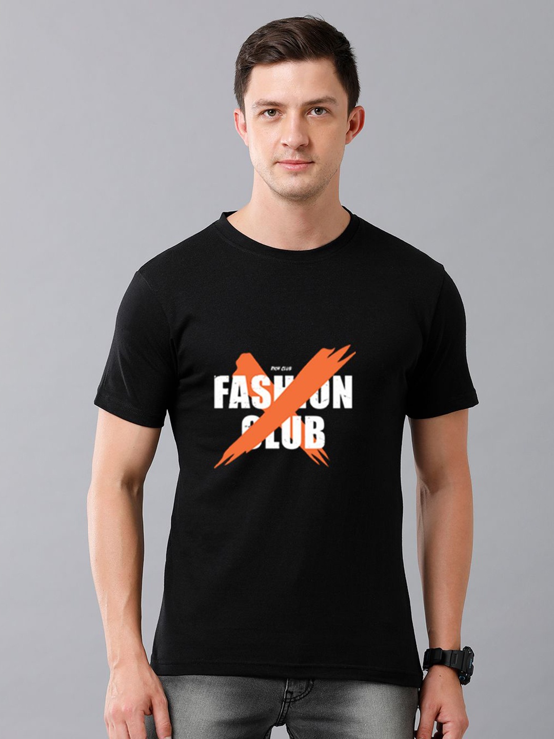 

Moda Rapido Men Typography Printed Round Neck Cotton T-shirt, Black