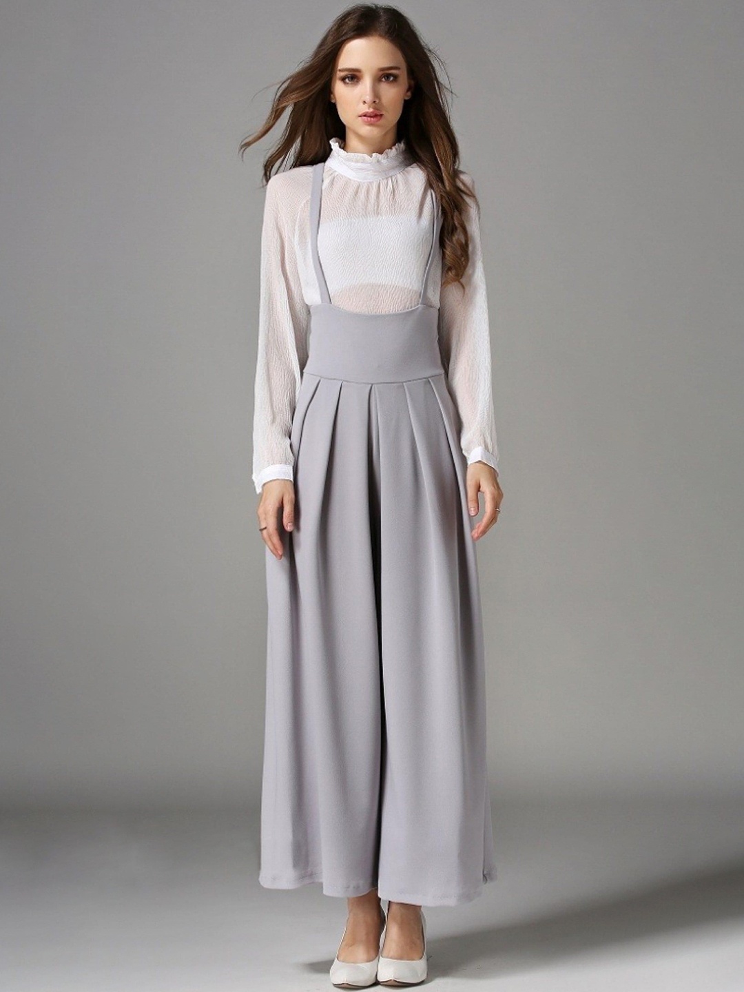 

Alamode By Akanksha Women Grey Statement Suspender Pants Celebrity Favorite Trousers