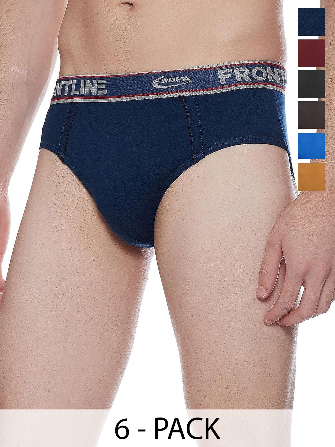 

Rupa Pack Of 6 Assorted Pure Cotton Basic Briefs - Frontline-Expando-Plain-6--85