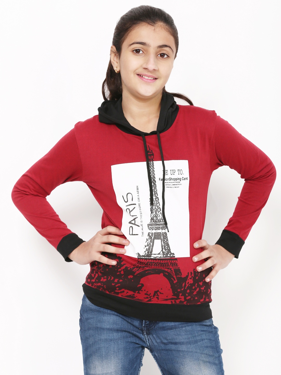 

YYCLOTHING Unisex Kids Graphic Printed Hood Cotton T-shirt, Maroon