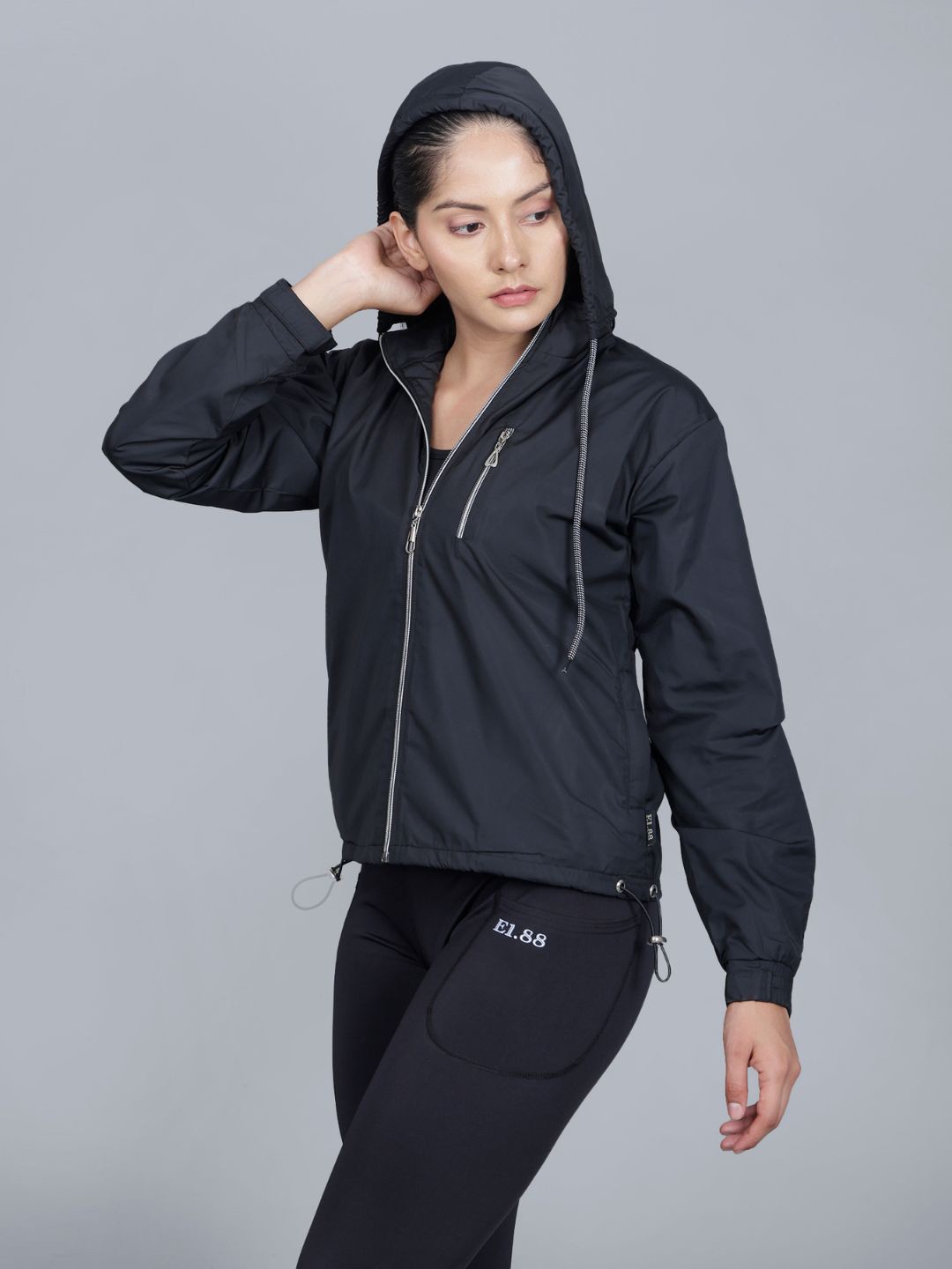 

E1.88 Women Water Resistant Outdoor Biker Jacket, Black