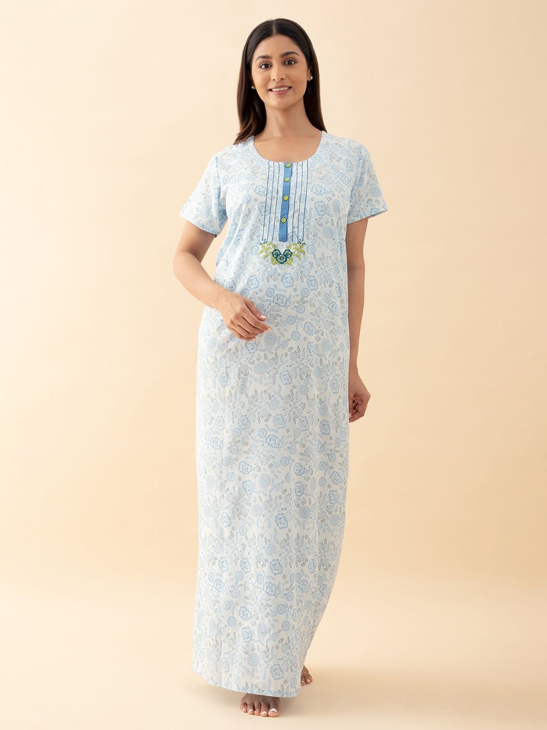 

Maybell Printed Maxi Nightdress, Blue