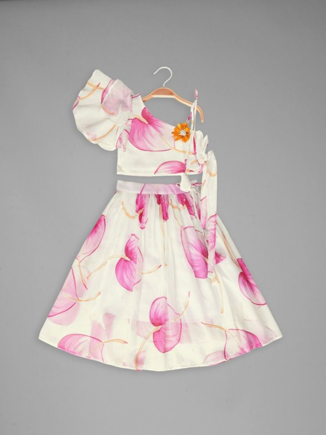

Anneca Girls Floral Printed Ready to Wear Lehenga & Choli, White