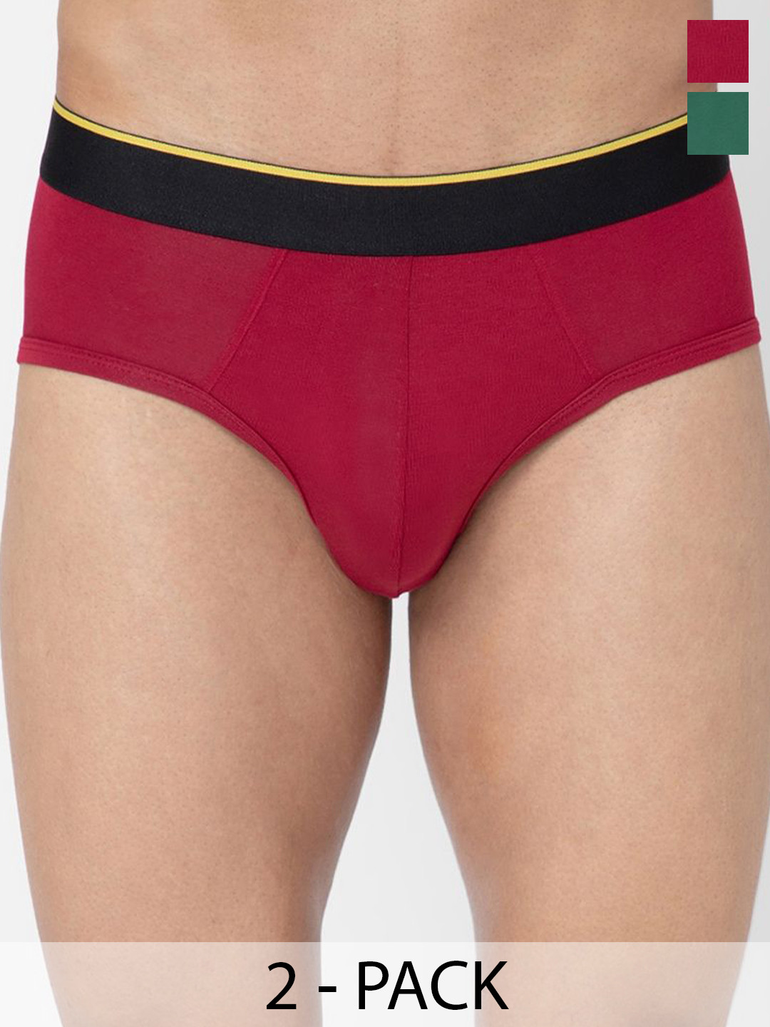 

bummer Men's Solid Micro Modal Briefs Underwear Pack of 2, Red
