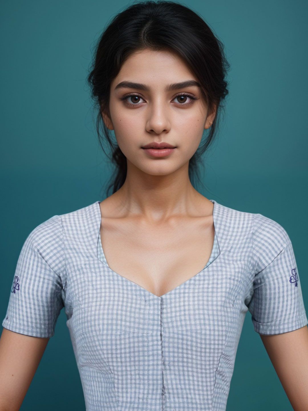

Avishya Women Slub Cotton Embroidered Grey Blouse